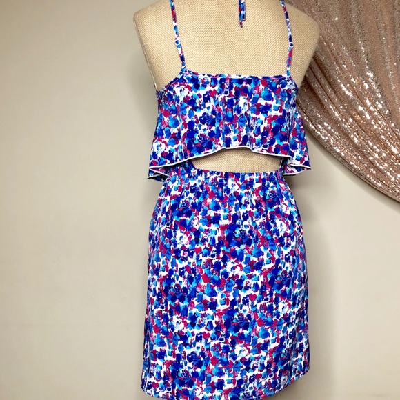 JESSICA SIMPSON Blue Watercolor Cutout Dress - Picture 5 of 10